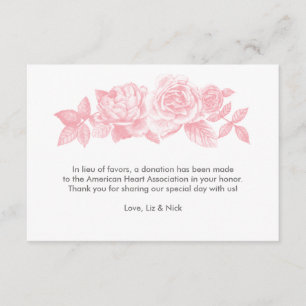 Rose Sketch Favour Card in Pink