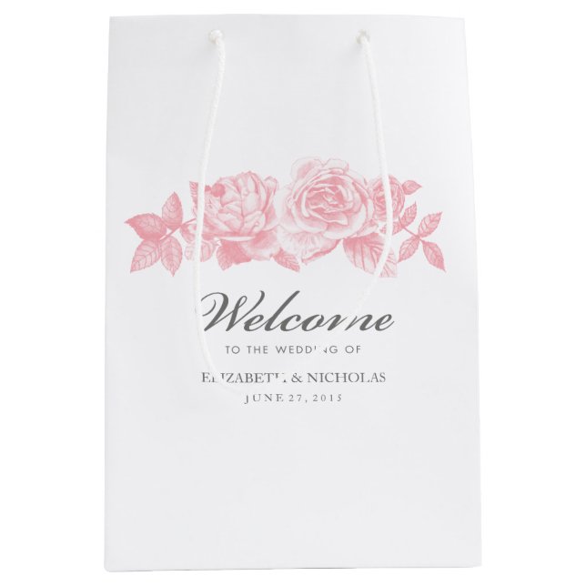 Rose Sketch Gift Bag in Pink (Front)