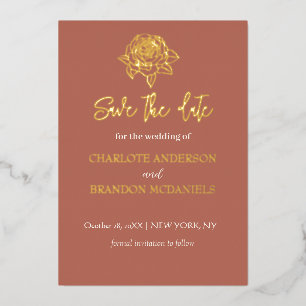 Rose Sketch Minimal Floral Wedding Save The Date