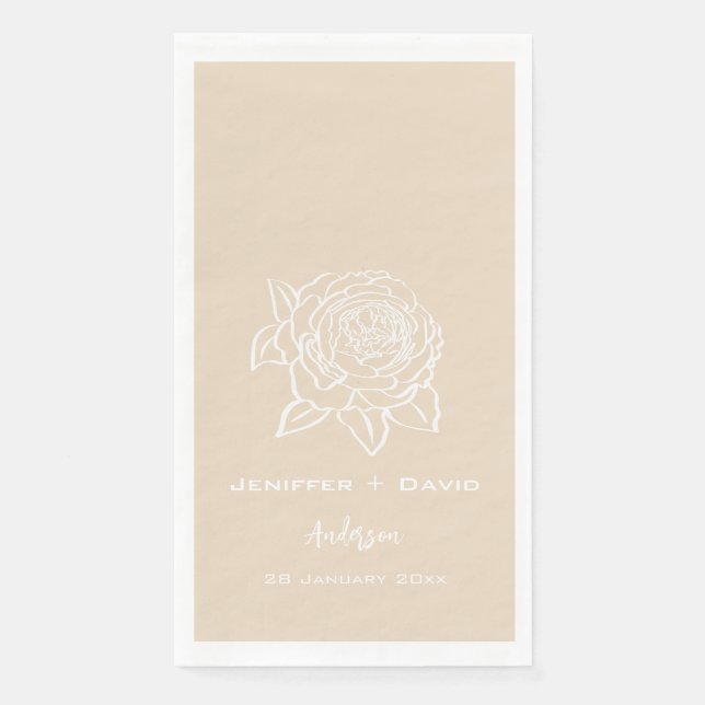 Rose Sketch Personalised Wedding/ Bridal Shower  Napkin (Front)