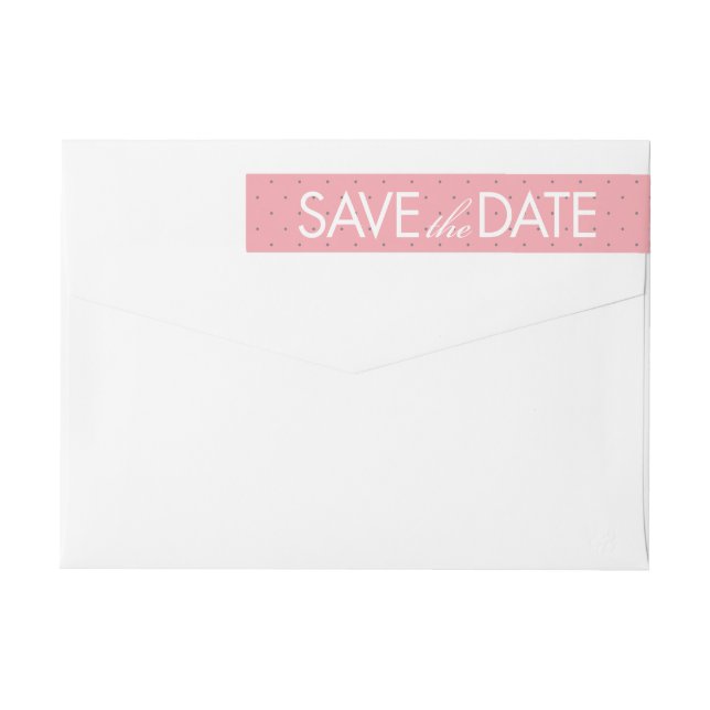 Rose Sketch Save the Date Address Label in Pink (Back)