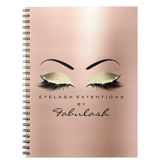 Rose Skin Gold Glitter Eyes Makeup Beauty Luxury Notebook (Front)