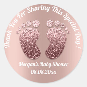 Rose Skinny Feet Baby Shower Favour Thank You Classic Round Sticker