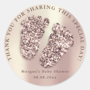 Rose Skinny Glitter Feet Baby Shower Favour Thank Classic Round Sticker