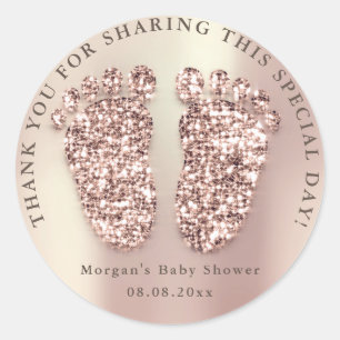 Rose Skinny Glitter Feet Baby Shower Favour Thank Classic Round Sticker