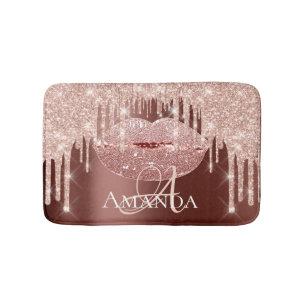 Rose Skinny  Royal Glitter Name Monogram Makeup Bath Mat