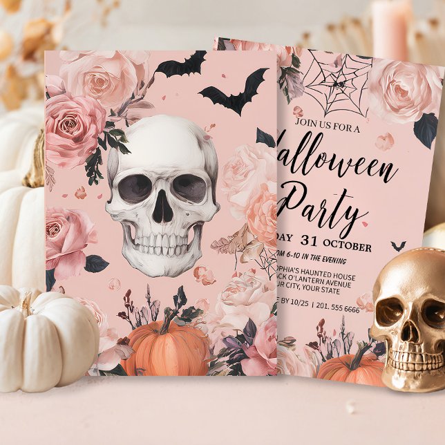 Rose Skull Halloween Invitation (Creator Uploaded)