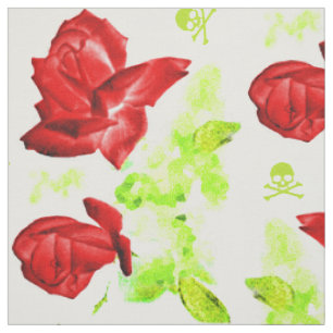 Rose Skulls Colourful Pattern Fabric