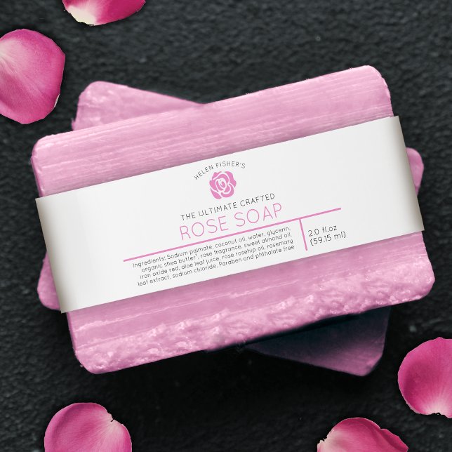 Rose soap or other pink beauty product label invitation belly band (Creator Uploaded)