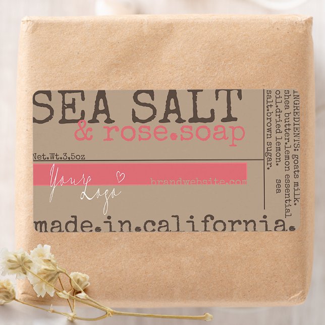 Rose Soap Sea Salt Product Packaging Custom Logo (Creator Uploaded)