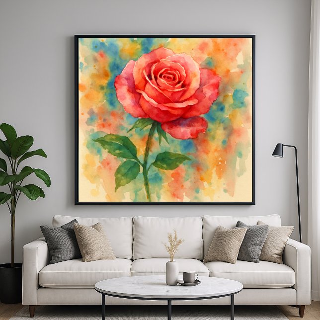 Rose Splash - Floral Watercolor Painting Style Poster (Creator Uploaded)