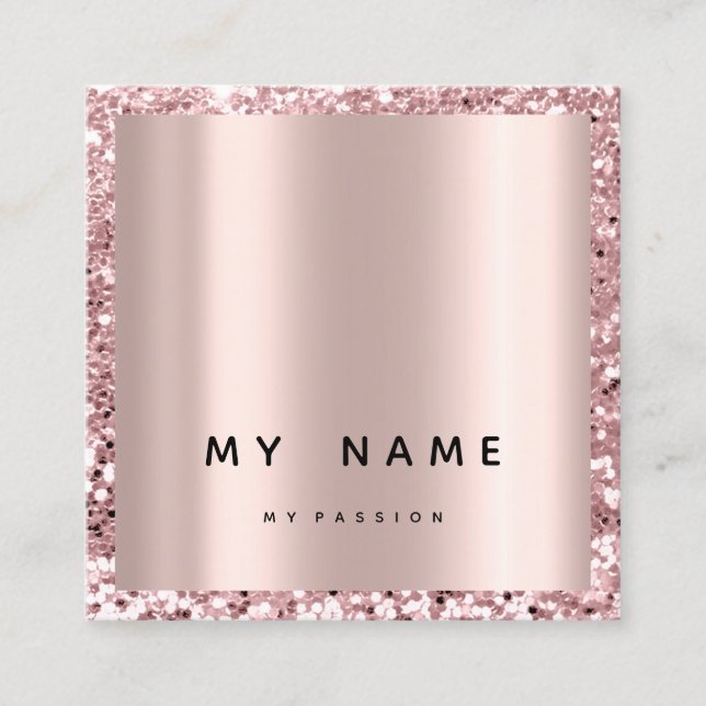 Rose Square Glitter Makeup Blogger Lashes Pink Appointment Card (Front)