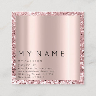 Rose Square Glitter Makeup Lashes VIP Logo Appointment Card