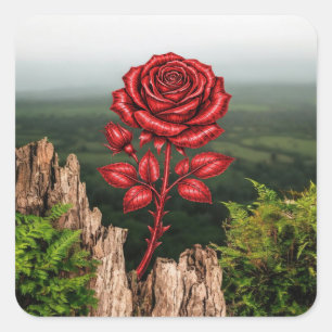 Rose square sticker
