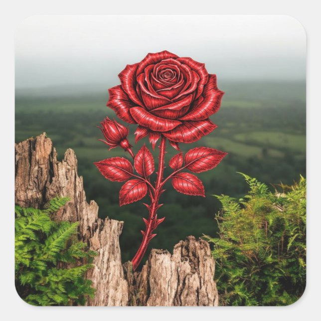 Rose  square sticker (Front)