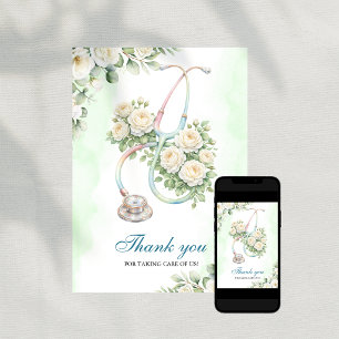 Rose Stethoscope Nurse Doctor Thank You Card
