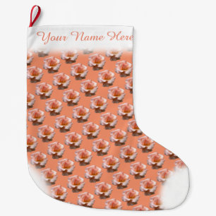 Rose Stocking Peach Rose Christmas Stocking Custom