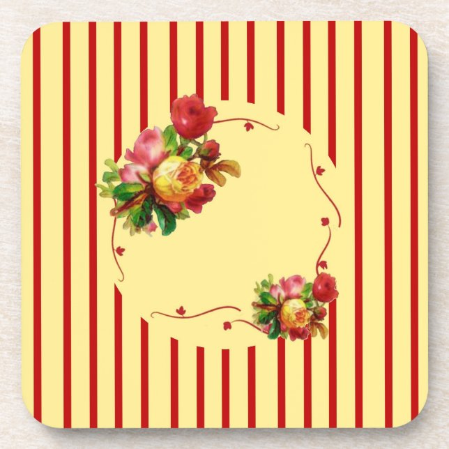 Rose Stripe Cork Coaster (Front)