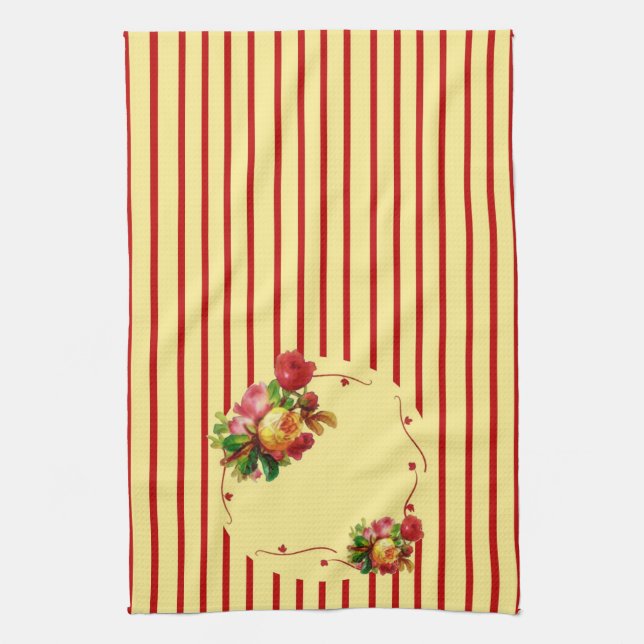 Rose Stripe Kitchen Towel (Vertical)