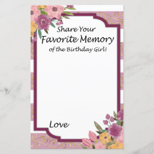 Rose Striped Favourite Memory of the Birthday Girl