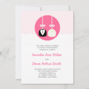 Rose Stripes Cake Pop Wedding Invitations