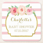 Rose Stripes Gold Pink Floral Baby Shower