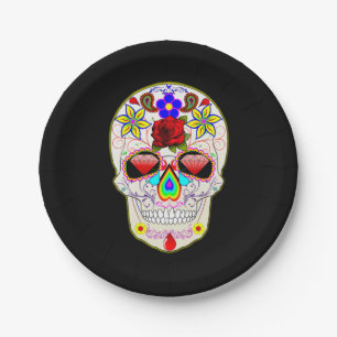 Rose Sugar Skull Paper Plate