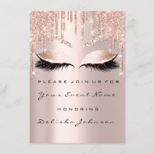 Rose Sweet 16th Glitter Drips Bridal Makeup Invitation