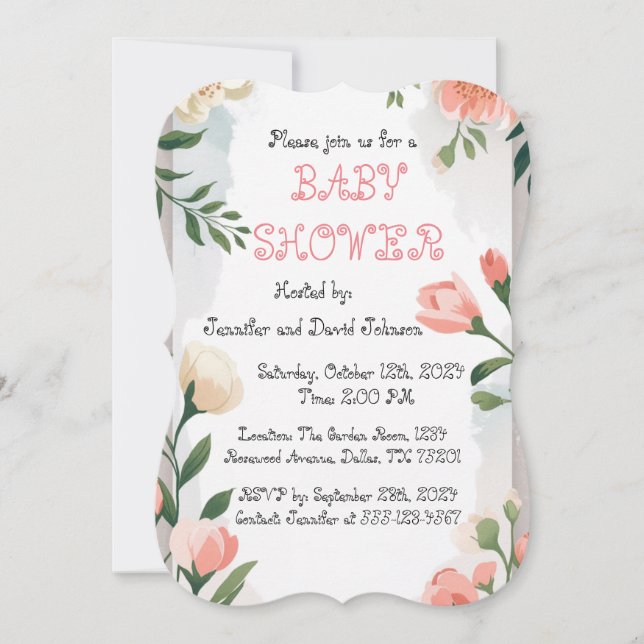 Rose Sweet Floral Baby Shower Invitation (Front)