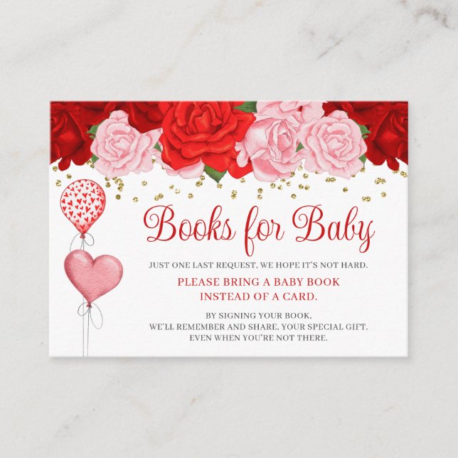 Rose Sweetheart Balloon Valentine Books for Baby Enclosure Card (Front)