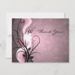 Rose Swirls Flat Thank You Card