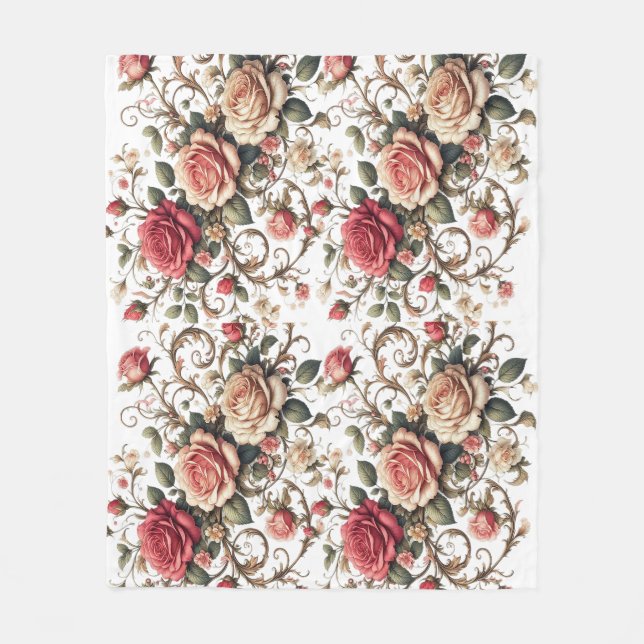 Rose Symphony Fleece Blanket (Front)