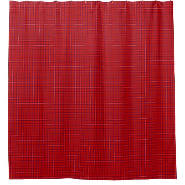 Rose tartan red blue plaid shower curtain (Front)