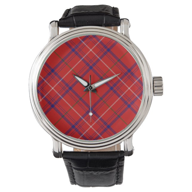 Rose tartan red blue plaid watch (Front)