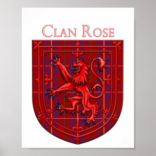 Rose Tartan Scottish Plaid Lion Rampant Poster