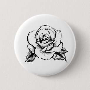 rose tattoo 6 cm round badge