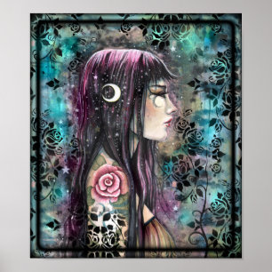 Rose Tattoo Contemporary Fantasy Art Poster