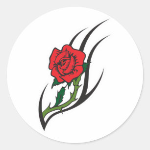 Rose Tattoo Design Classic Round Sticker