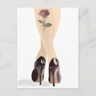 Rose tattoo high heels postcard