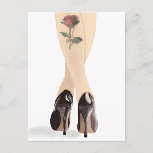 Rose tattoo high heels postcard (Front)