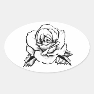 rose tattoo oval sticker