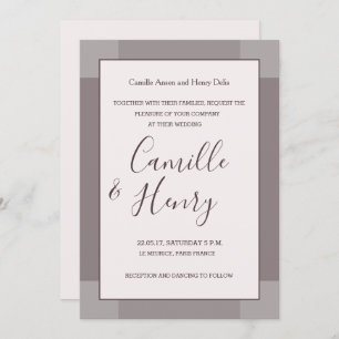 Rose taupe blush grey lilac elegant modern wedding invitation