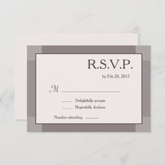Rose taupe blush grey lilac modern wedding RSVP Invitation (Front/Back)