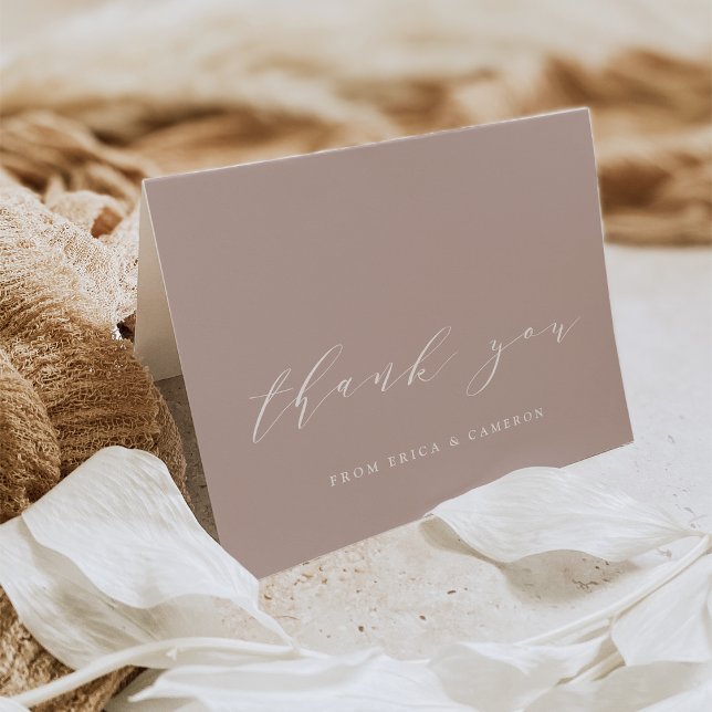 Rose Taupe Calligraphy Personalised Thank You Card (Creator Uploaded)