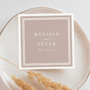 Rose Taupe   Classic Personalised Wedding Napkin