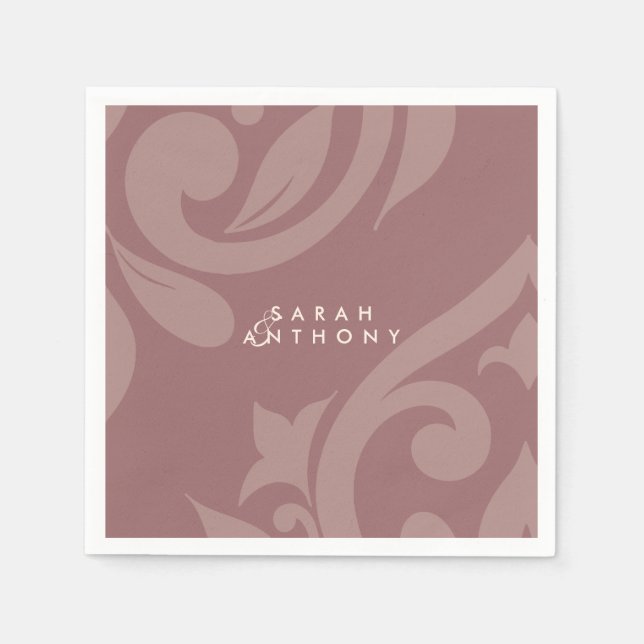 Rose Taupe Damask Elegant Classic Wedding Napkin (Front)