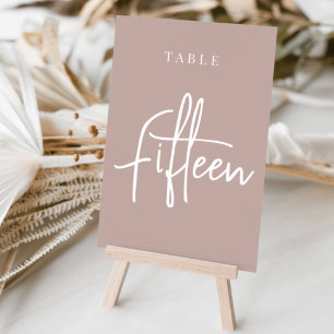 Rose Taupe Hand Scripted Table FIFTEEN Number