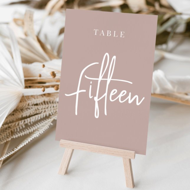 Rose Taupe Hand Scripted Table FIFTEEN Table Number (Creator Uploaded)