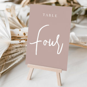 Rose Taupe Hand Scripted Table FOUR Number