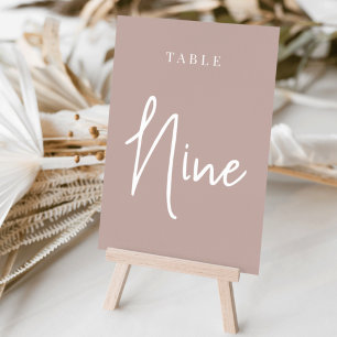 Rose Taupe Hand Scripted Table NINE Number